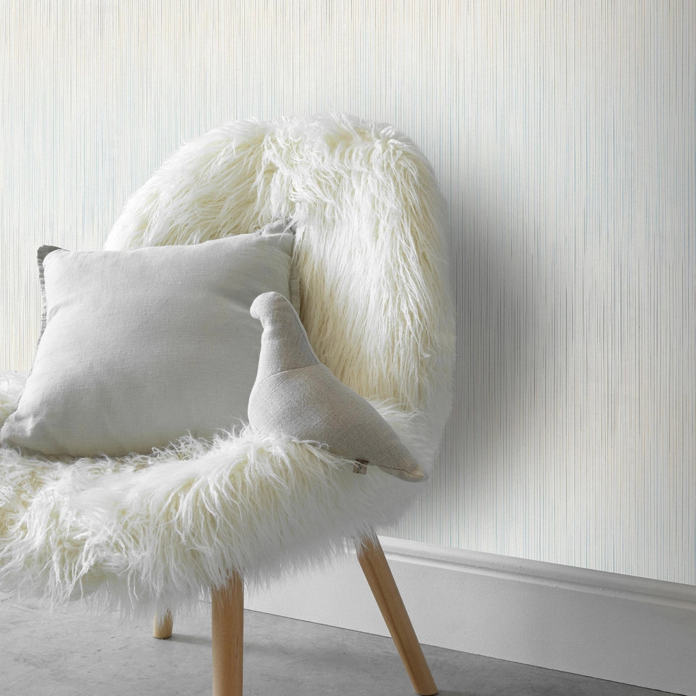 Csíkos mintás kék és beige színű design tapéta