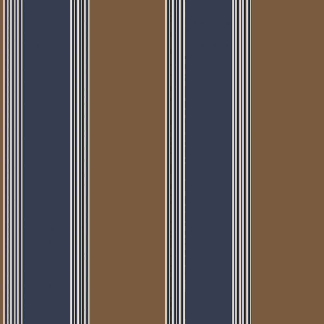 Csíkos mintás klasszikus stílusú kék és barna design tapéta
