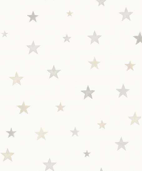 Csillag mintás gyerektapéta textilhatású alapon szürke bézs csillag mintákkal