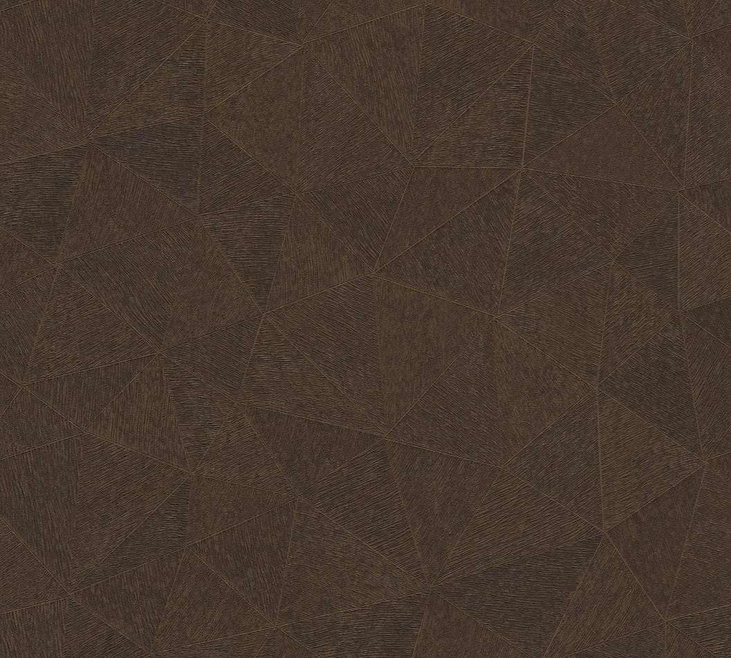 Csokibarna vinyl tapéta anyagában mintás geometrikus mintával