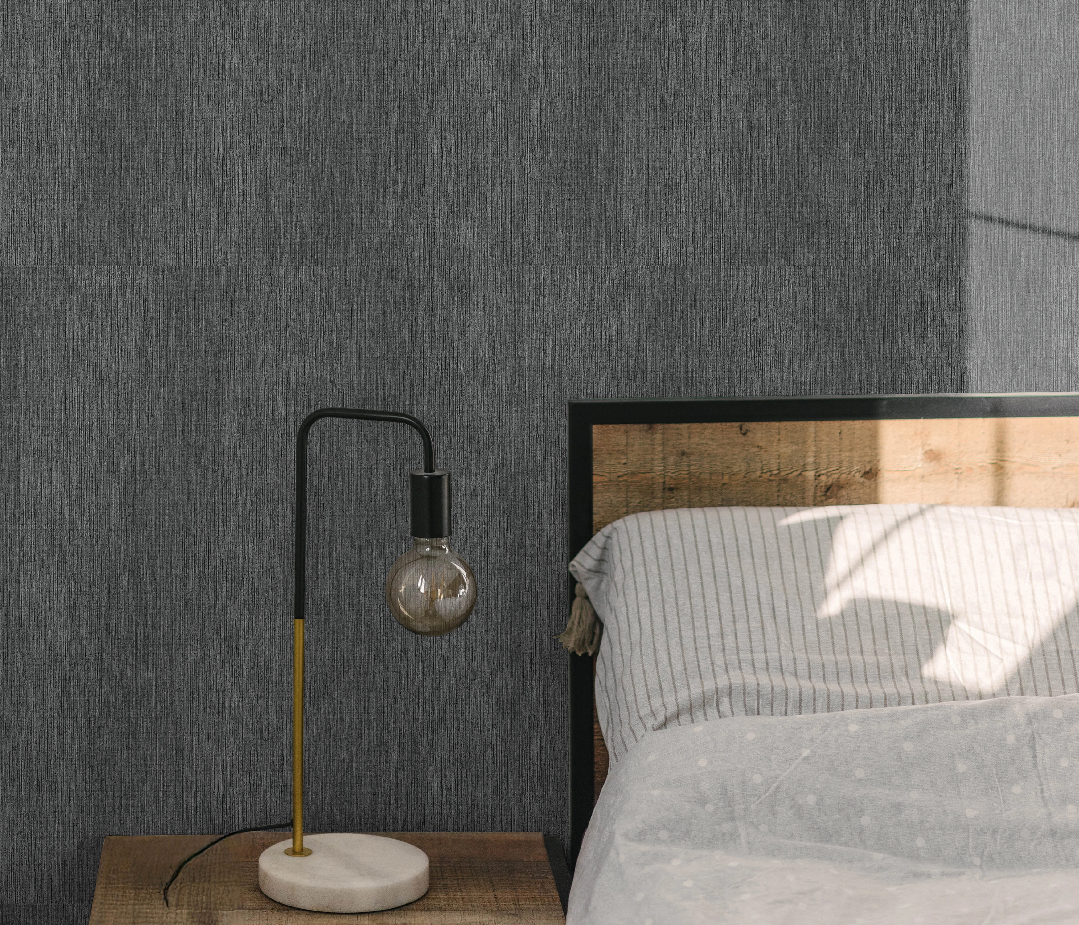 Dekor tapéta antracit csillámos csíkozott mintával