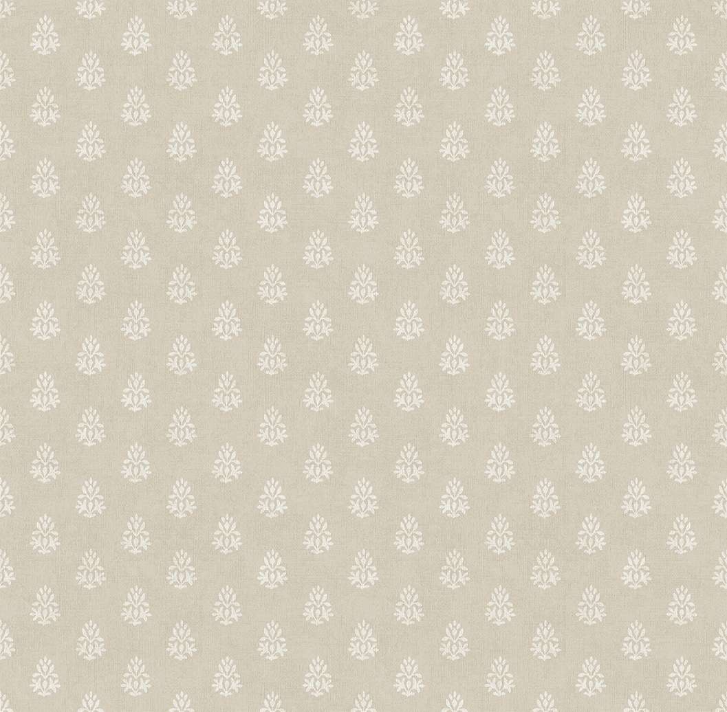 Dekor tapéta apró virág sziluett mintával beige színben