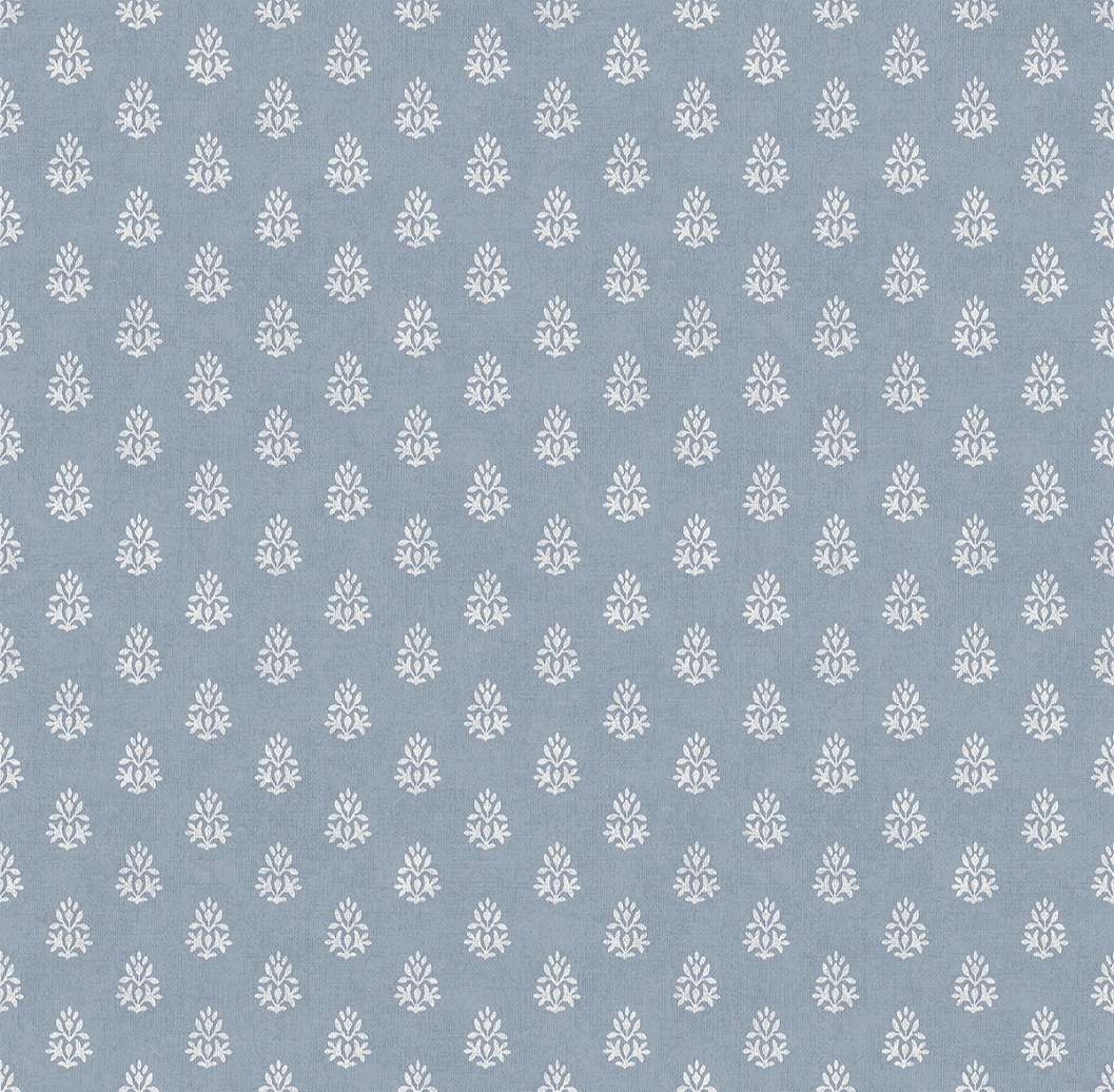 Dekor tapéta apró virág sziluett mintával kék színben