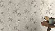 Dekor tapéta bambusz levél mintásval fehér szürke színekkel