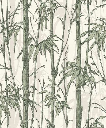 Dekor tapéta bézs alapon zöld bambusz mintával