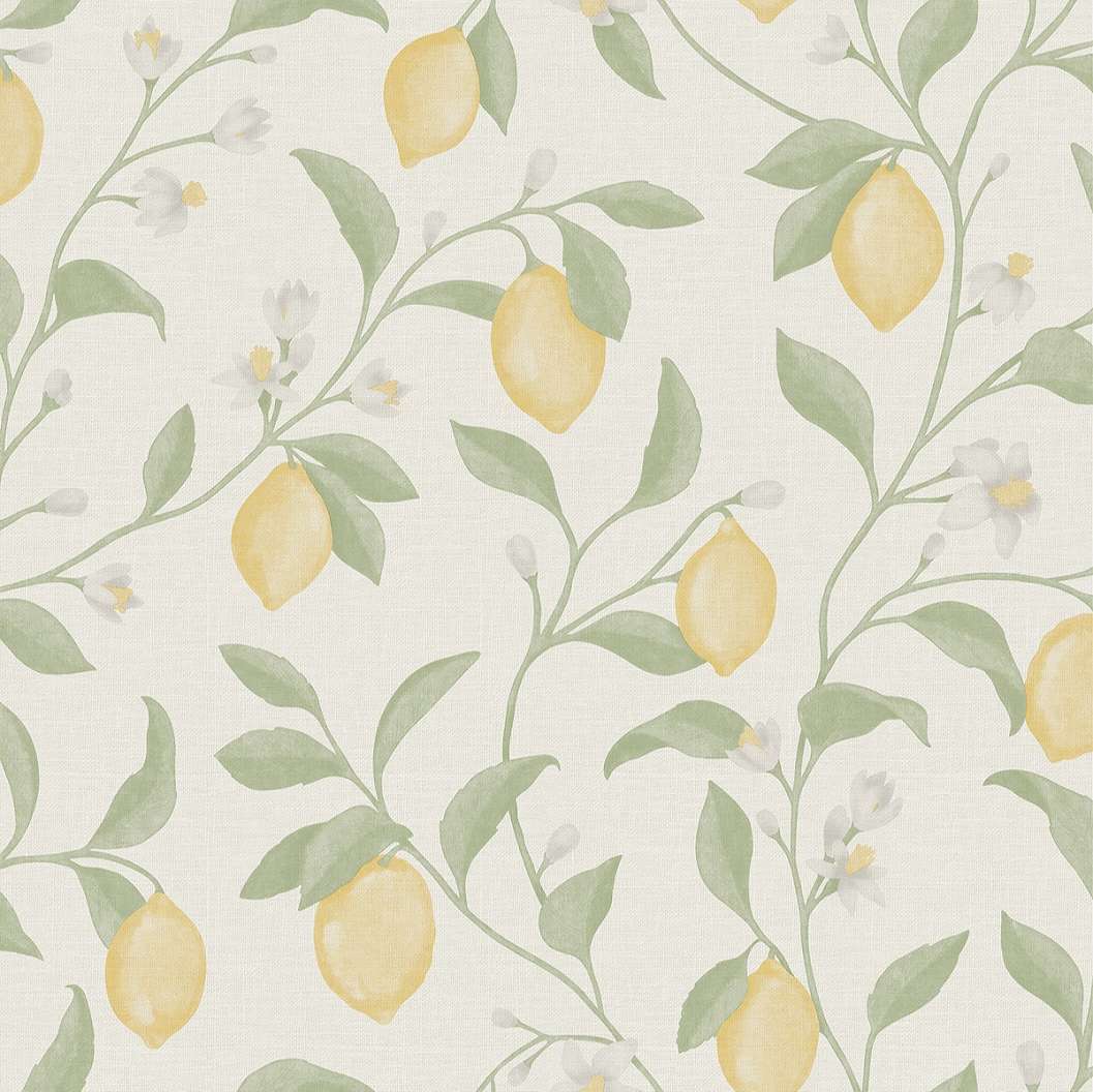 Dekor tapéta citrom mintával zöld színben
