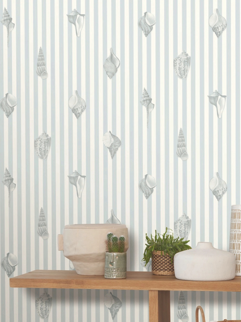 Dekor tapéta csigaházak csíkos mintával kék színben