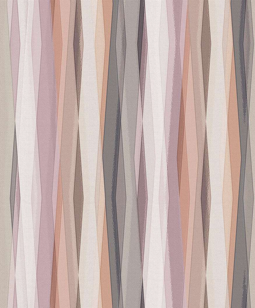 Dekor tapéta csíkos mintával barack és lila színben