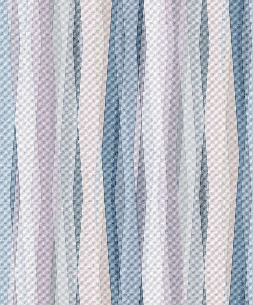 Dekor tapéta csíkos mintával kék és lila színben