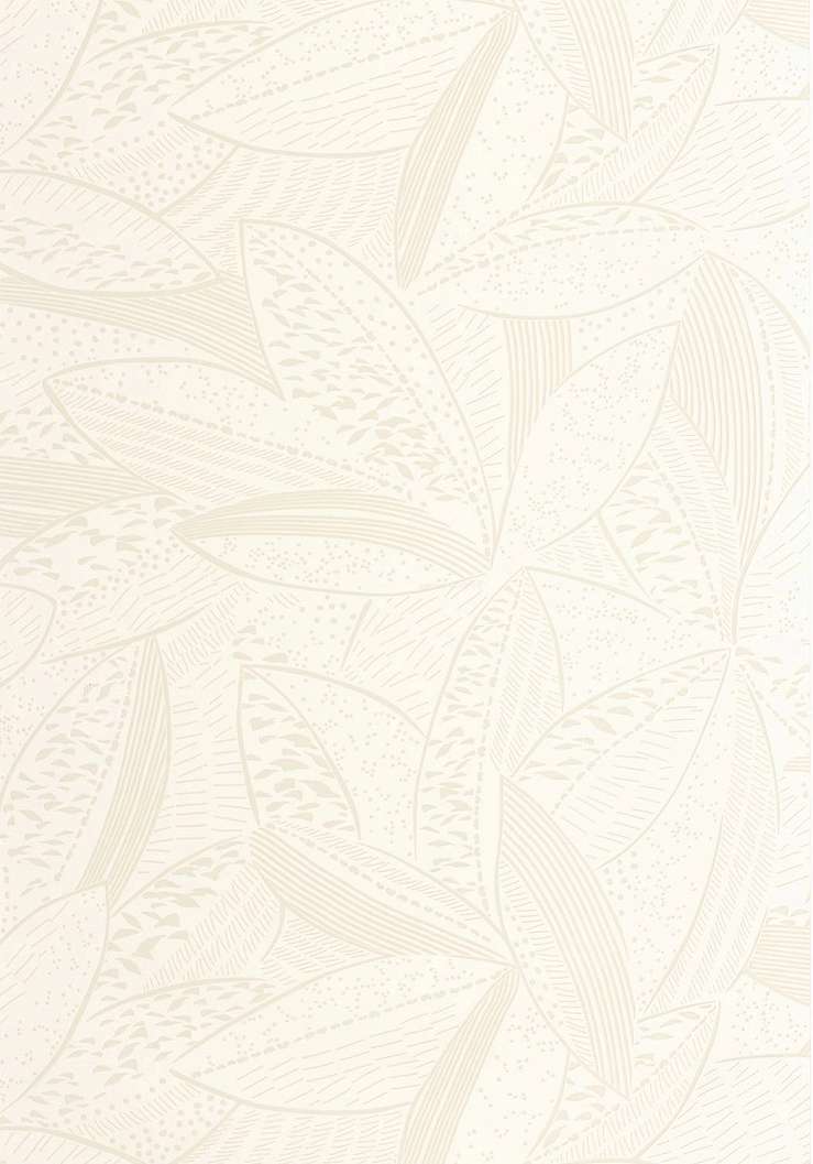 Dekor tapéta domború levél mintával krém és fehér színben