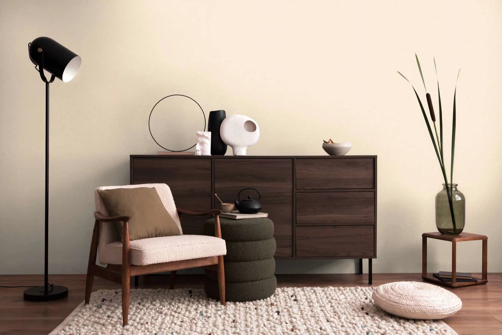 Dekor tapéta egyszínű homokkő és arany mintával