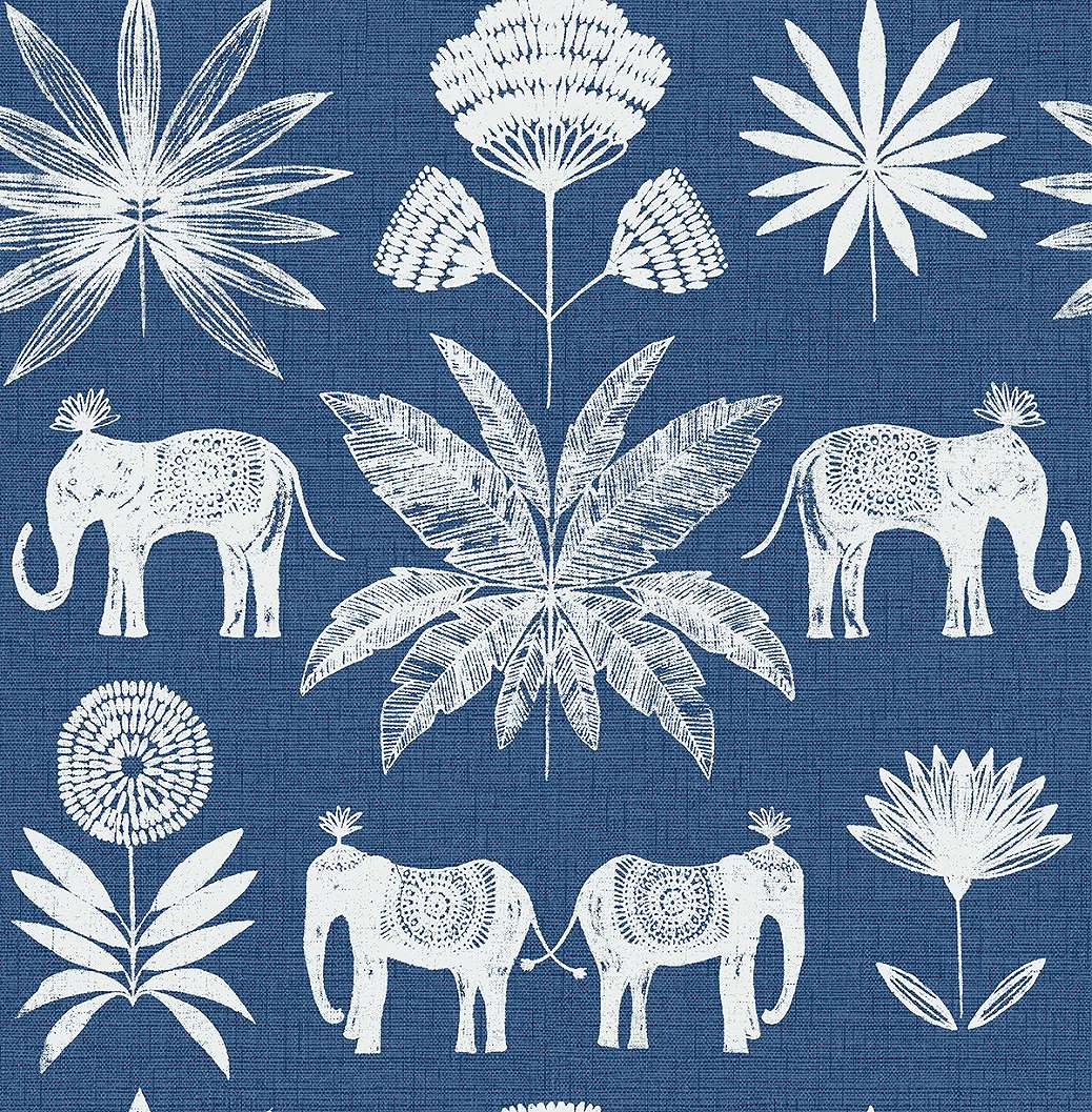 Dekor tapéta egzotikus mintával elefánt pálmafa