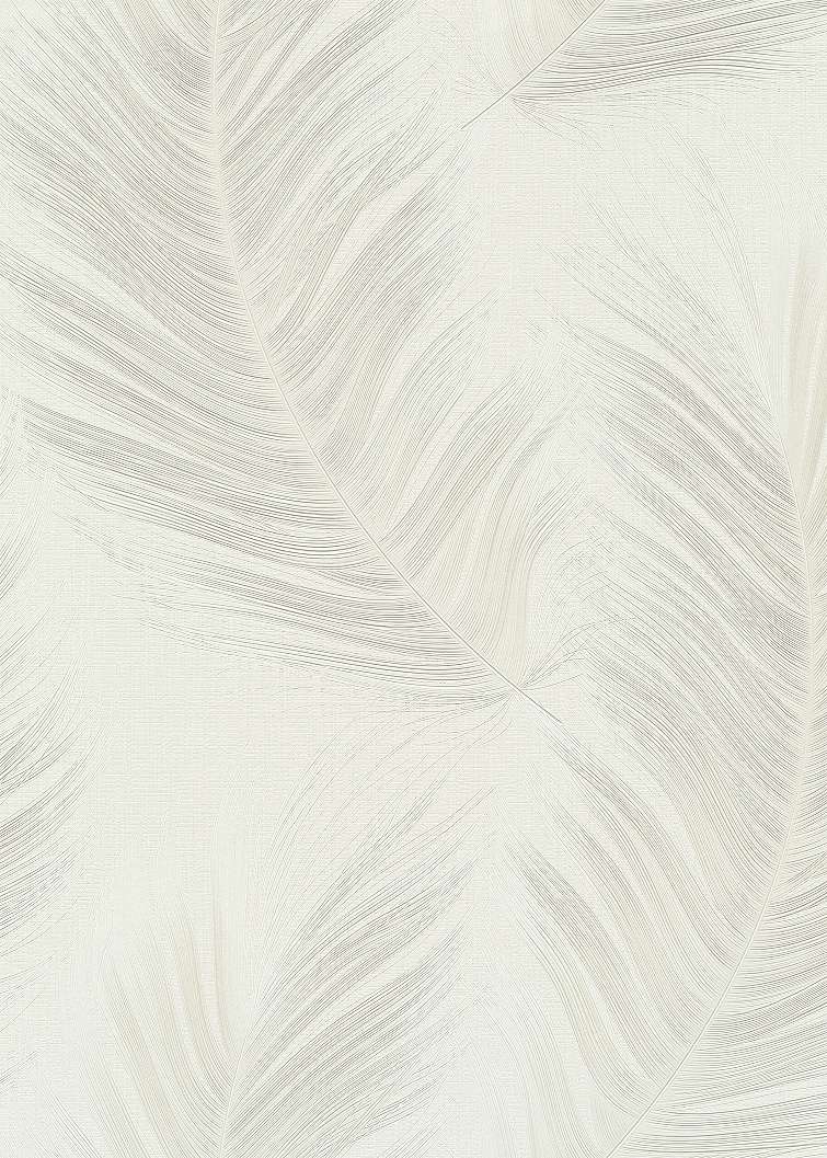 Dekor tapéta elegáns bézs anyagában mintás pálmalevél mintával