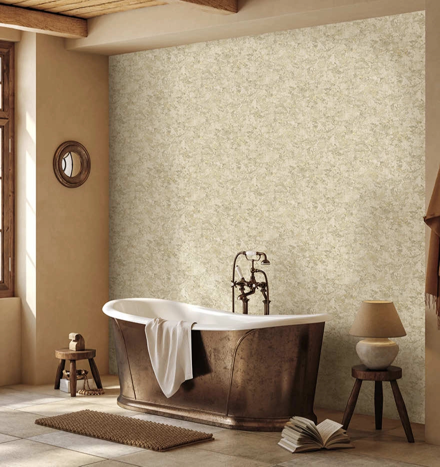 Dekor tapéta elegáns fényes arany és beige koptatott kő mintával