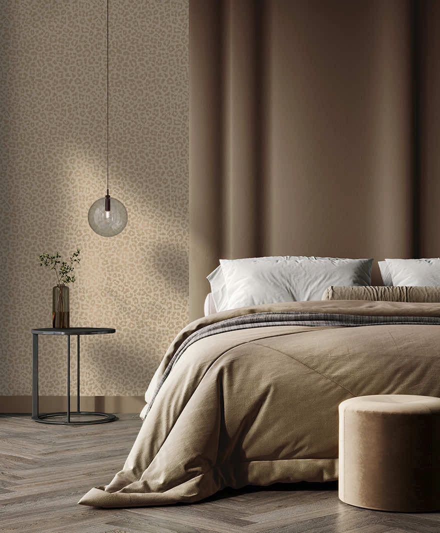 Dekor tapéta elegáns fényes arany és beige leopárd mintával
