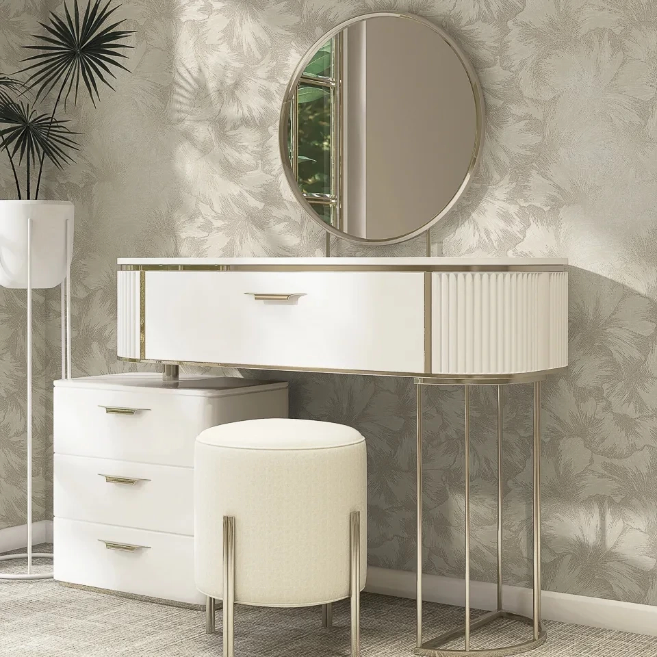 Dekor tapéta elegáns gingko levél mintával metálos hatással