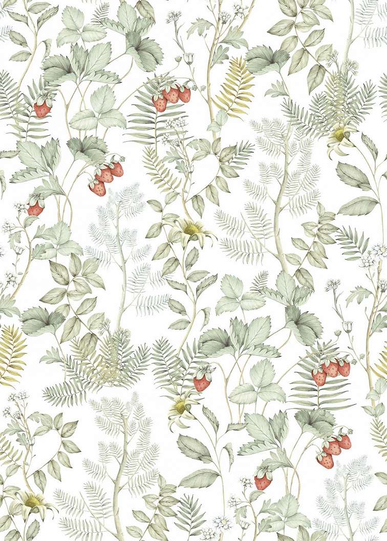 Dekor tapéta epermező mintával fehér és zöld színben