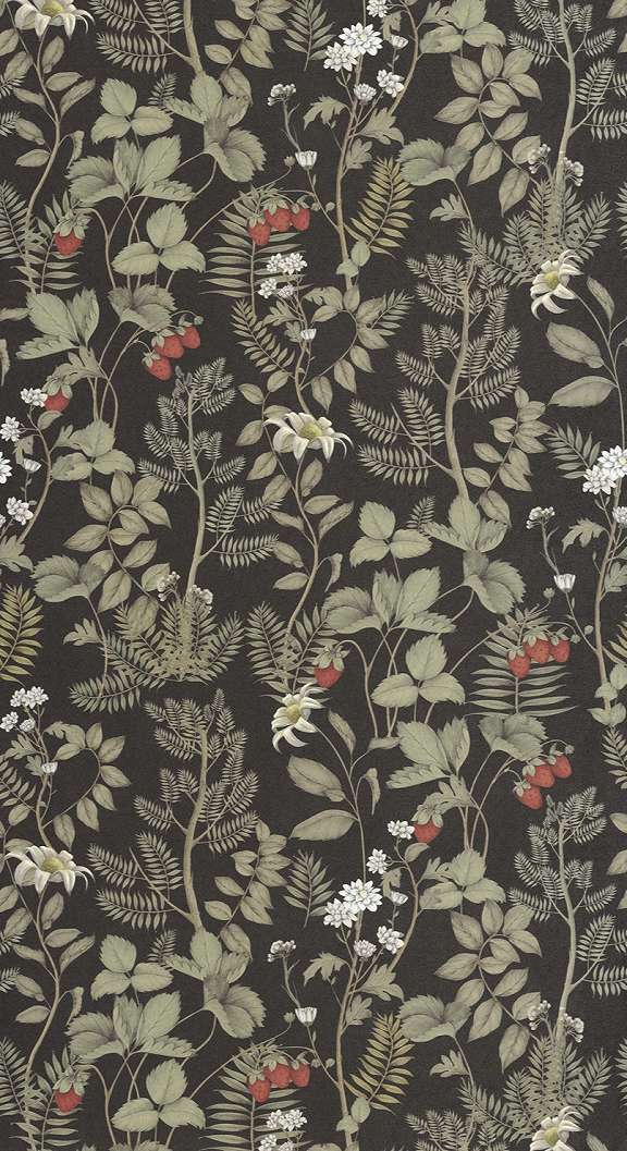 Dekor tapéta epermező mintával fekete és zöld színben