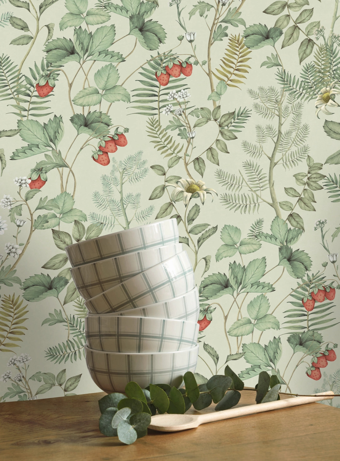 Dekor tapéta epermező mintával mandula és zöld színben