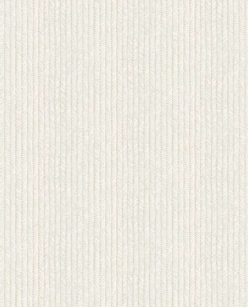 Dekor tapéta fehér és krém színű halszálka csíkos mintával