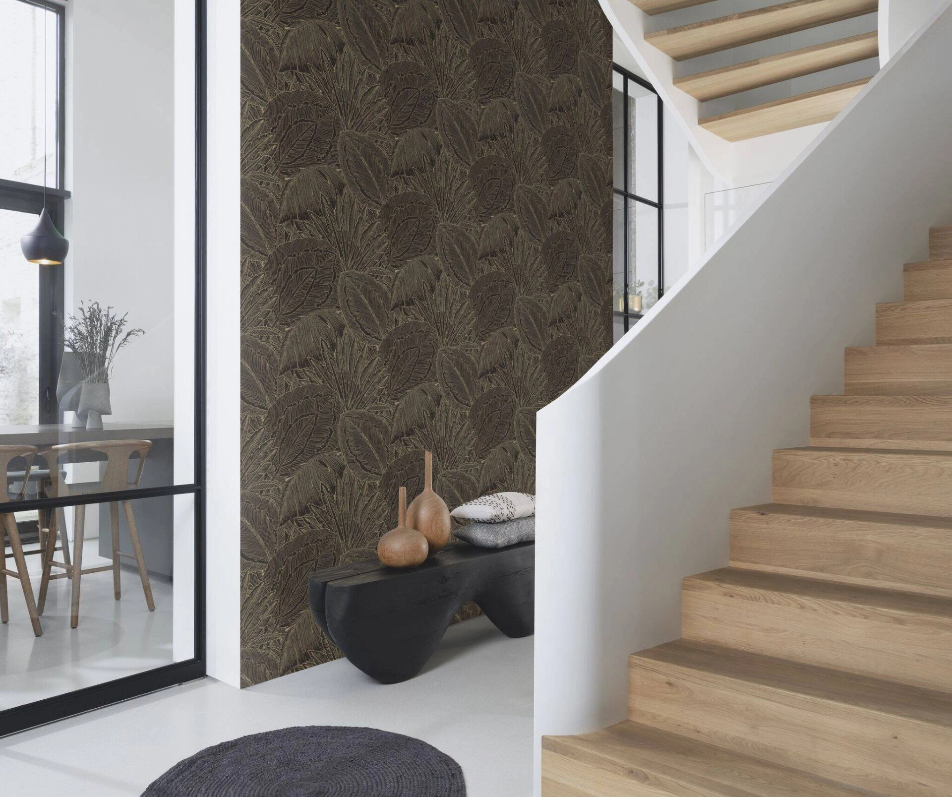 Dekor tapéta fekete arany levél mintával