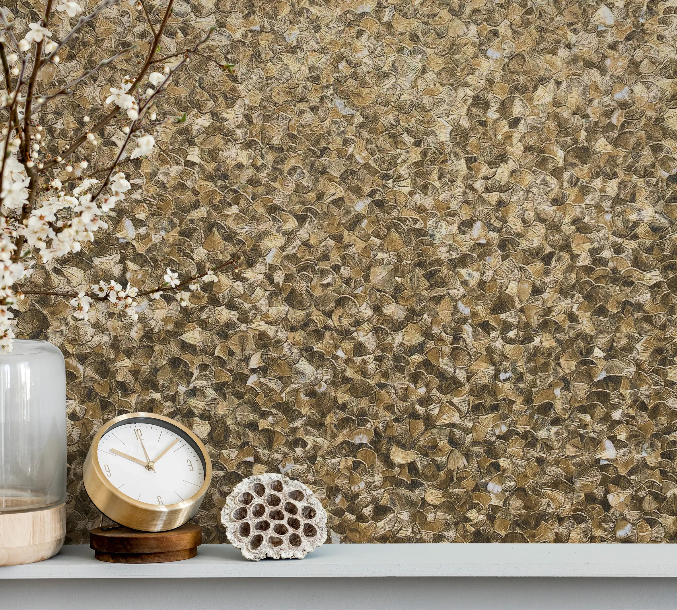 Dekor tapéta fémes arany toll mintás tapéta