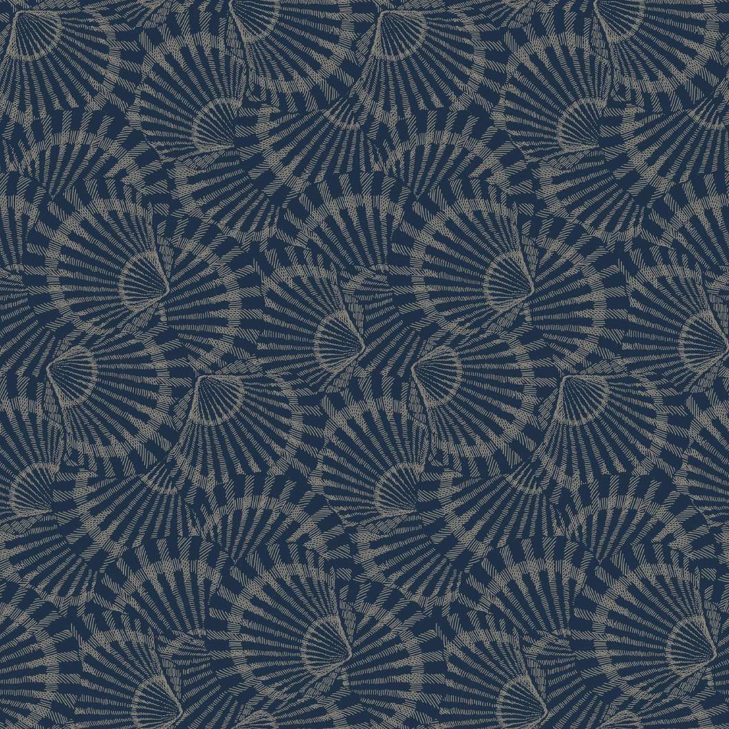 Dekor tapéta fésűkagyló mintával viharkék és beige színben