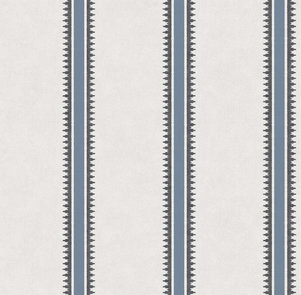 Dekor tapéta fogazott függőleges csíkos mintával kék színben