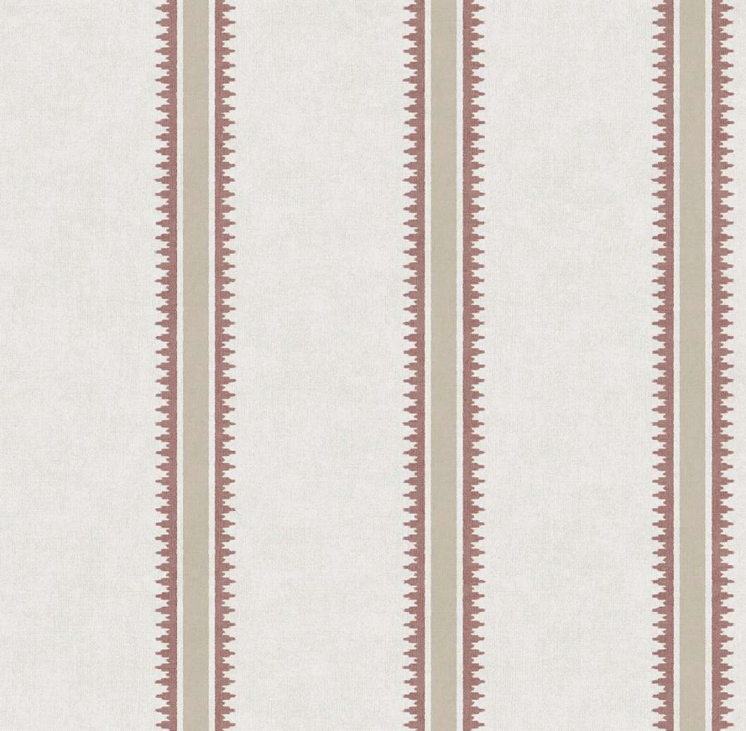 Dekor tapéta fogazott függőleges csíkos mintával terrakotta színben