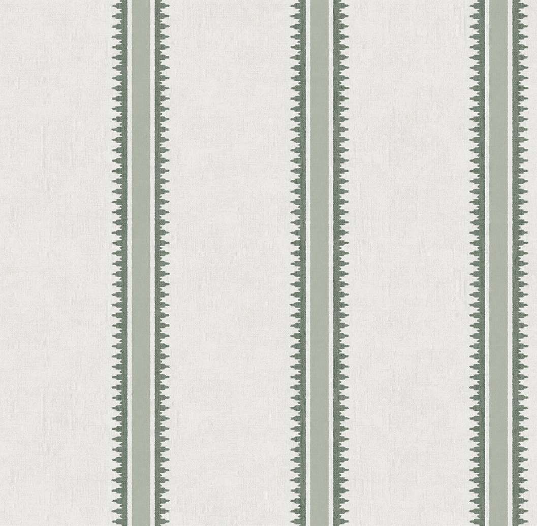 Dekor tapéta fogazott függőleges csíkos mintával zöld színben