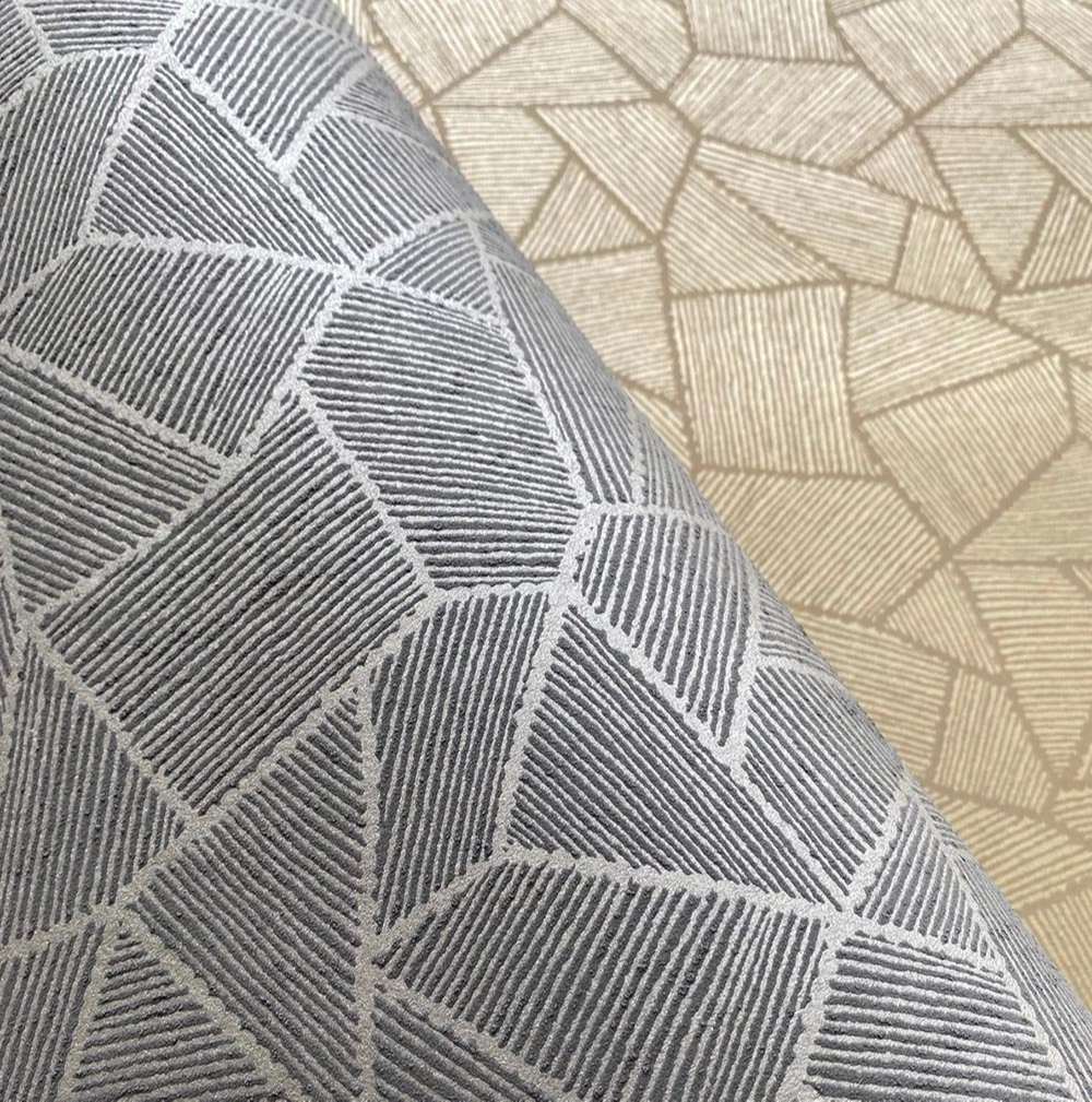 Dekor tapéta geomertikus mintás tapéta fényes fémes és matt palládiumszürke színben