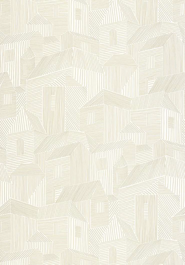 Dekor tapéta geometrikus absztrakt ház mintával fényes arany és fehér színben