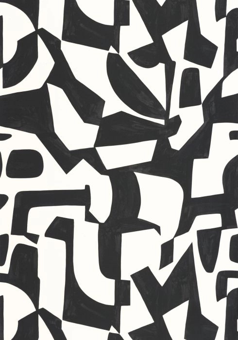 Dekor tapéta geometrikus absztrakt mintával fekete és fehér színben