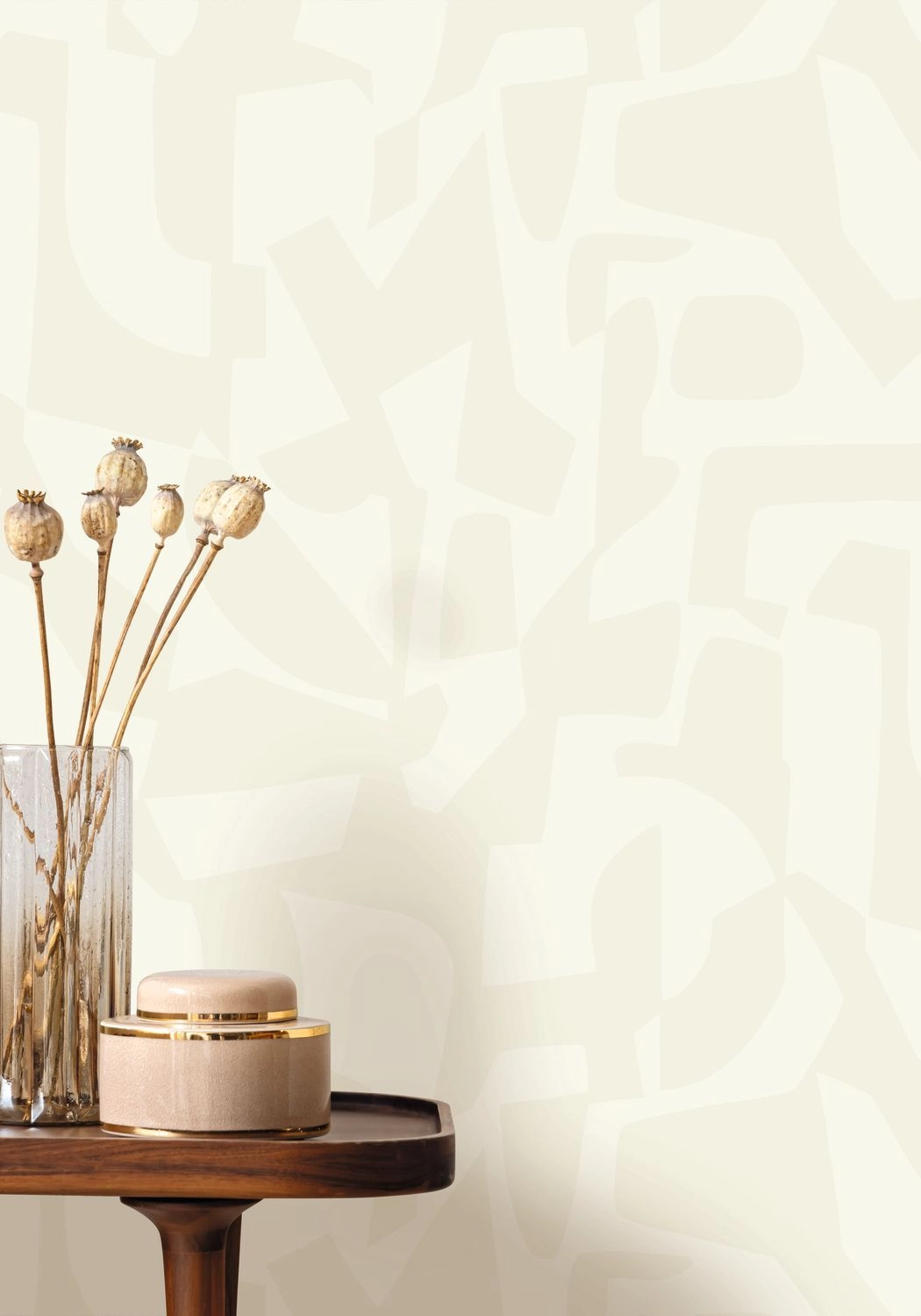 Dekor tapéta geometrikus absztrakt mintával törtfehér és krém színben