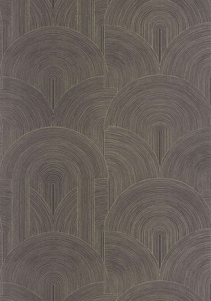 Dekor tapéta geometrikus boltív mintával fényes arany és extrém sötétbarna színben