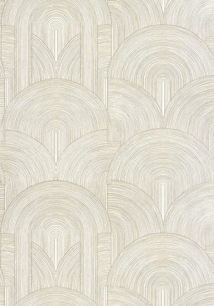 Dekor tapéta geometrikus boltív mintával fényes arany és krém színben