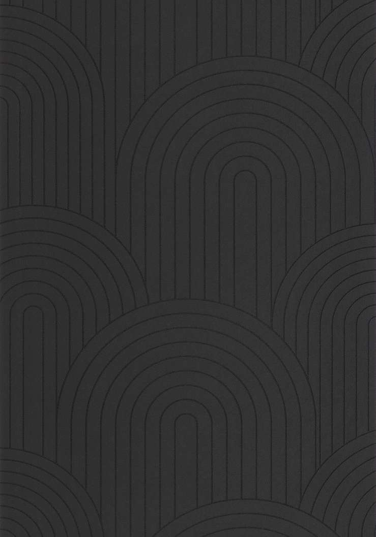 Dekor tapéta geometrikus boltív mintával fényes fekete és extrémsötétbarna színben