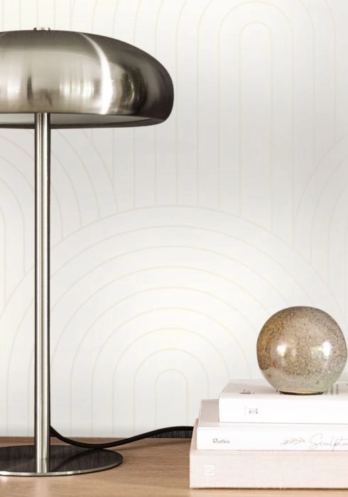 Dekor tapéta geometrikus boltív mintával fényes gyöngyház és krém színben