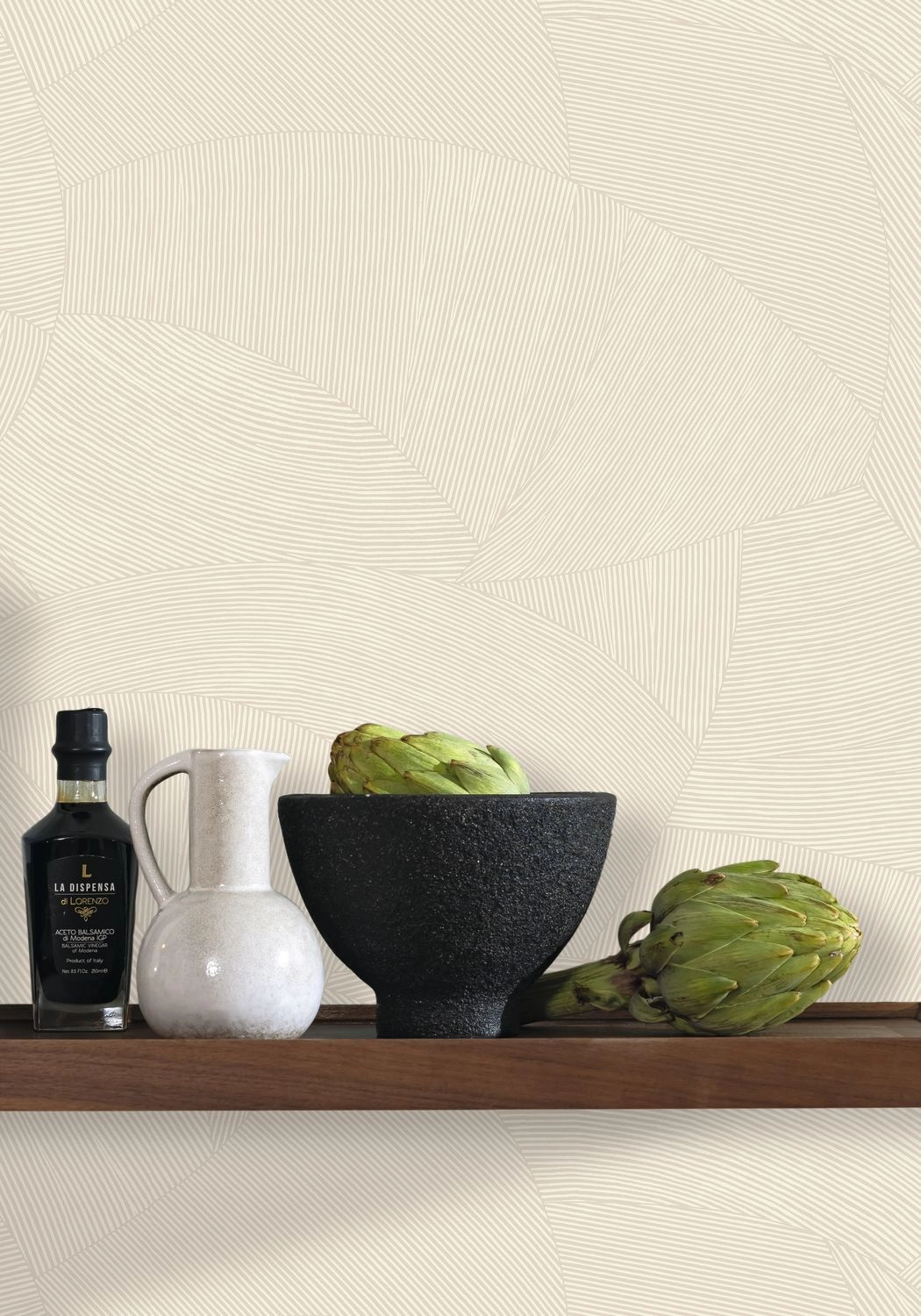 Dekor tapéta geometrikus íves mintával fehér és krém színben