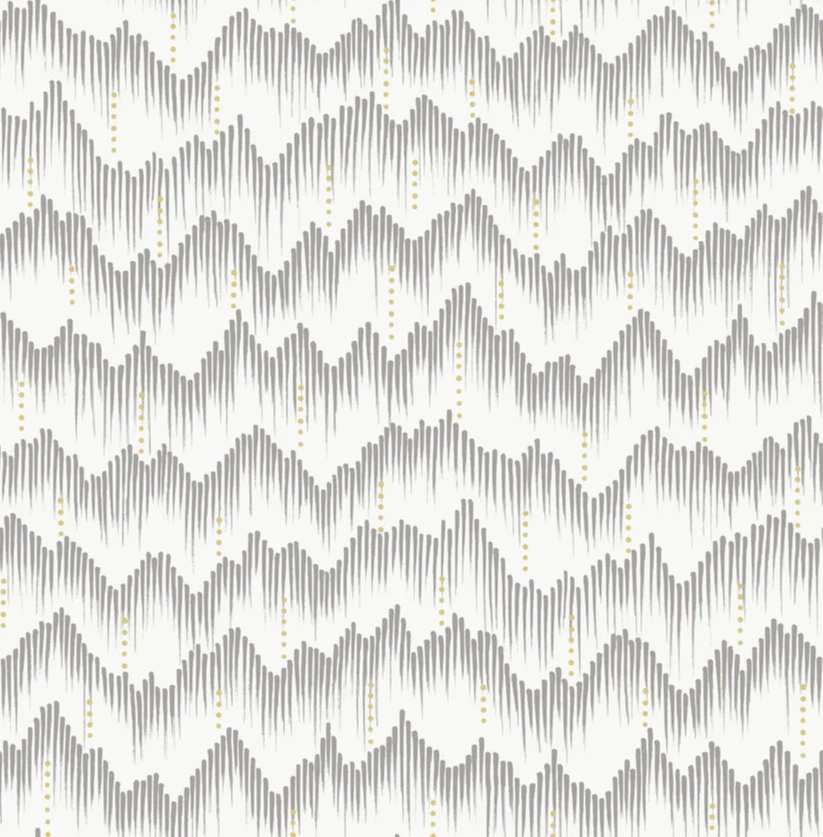 Dekor tapéta geometrikus rajzolt hullám mintával szürke és fényes arany színben