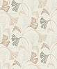 Dekor tapéta ginkgo levél mintával beige és ezüst csillámos színben
