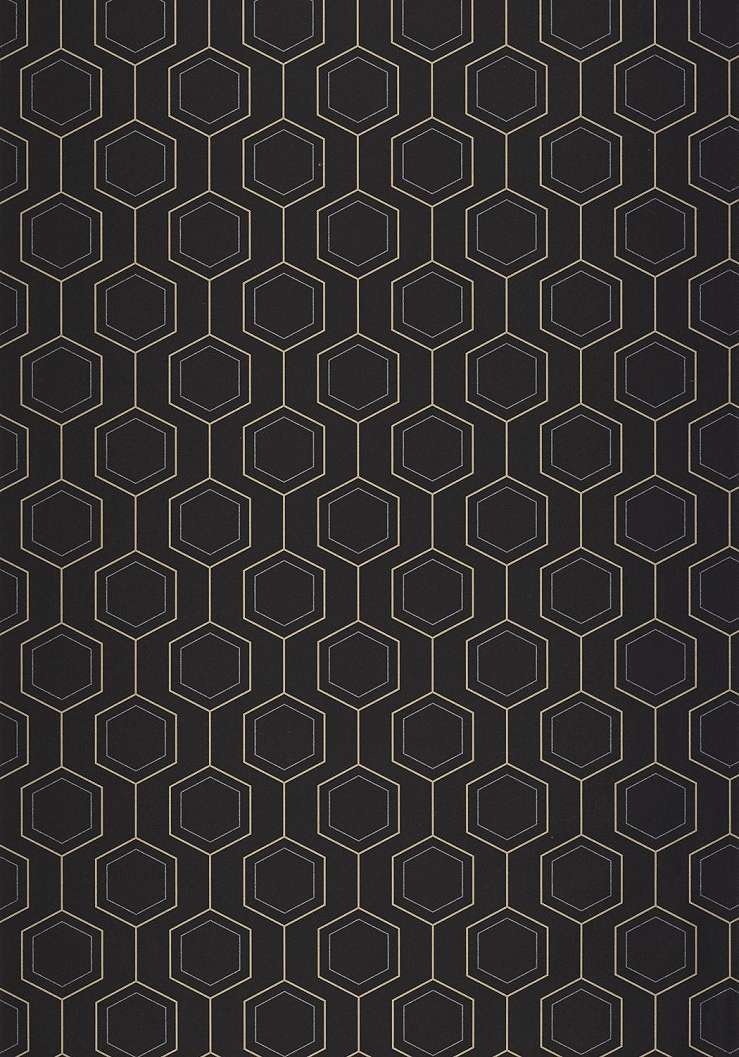 Dekor tapéta hatszög mintával fényes arany, antracit és fekete színben