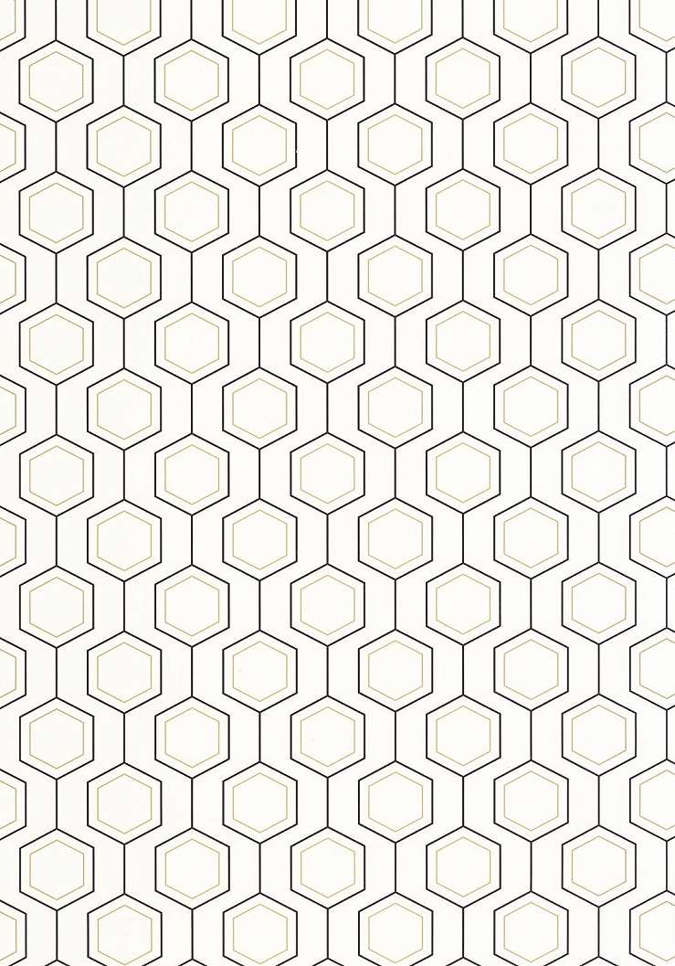 Dekor tapéta hatszög mintával fényes arany és fekete színben