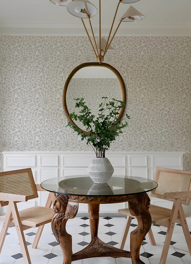 Dekor tapéta homokkő leveles absztrakt mintával