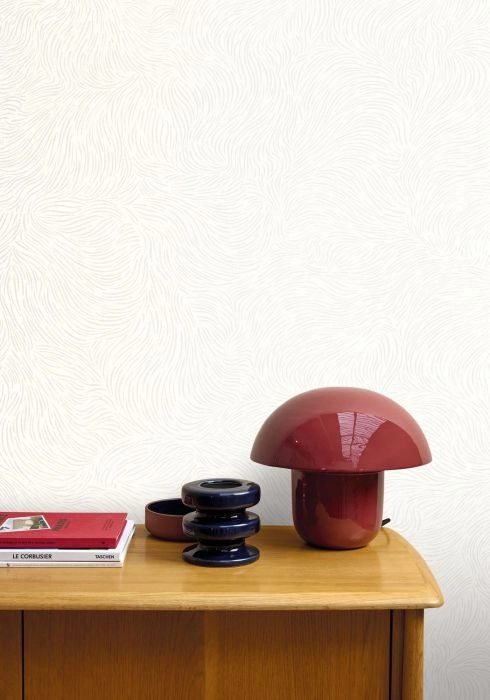 Dekor tapéta hullám mintával fémes gyöngyház és fehér színben