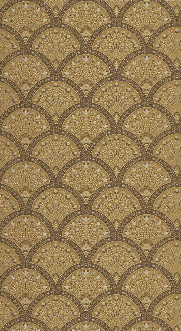 Dekor tapéta indonéz virágos legyező mintával barna színárnyalatokal