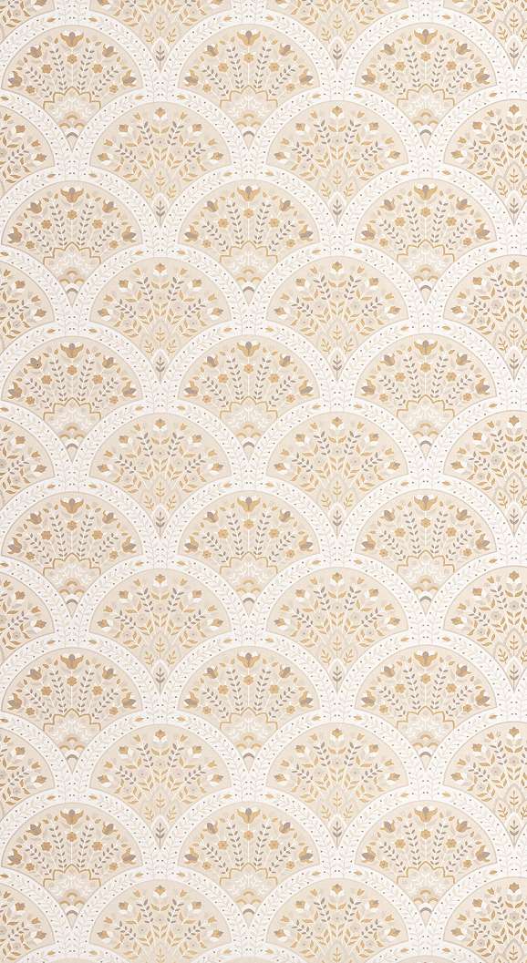 Dekor tapéta indonéz virágos legyező mintával beige színárnyalatokal