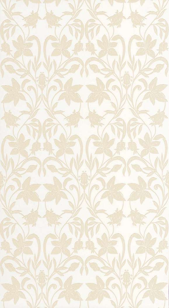 Dekor tapéta kankalin sziluett mintával fehér és krém színben