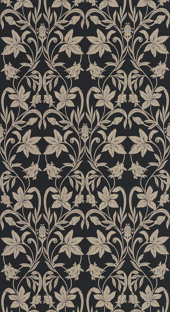 Dekor tapéta kankalin sziluett mintával fekete és melegszürke színben