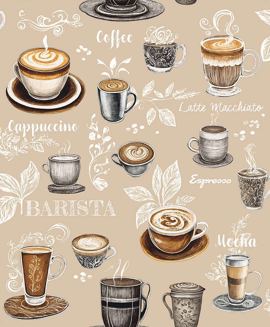 Dekor tapéta kávé mintával barna színben